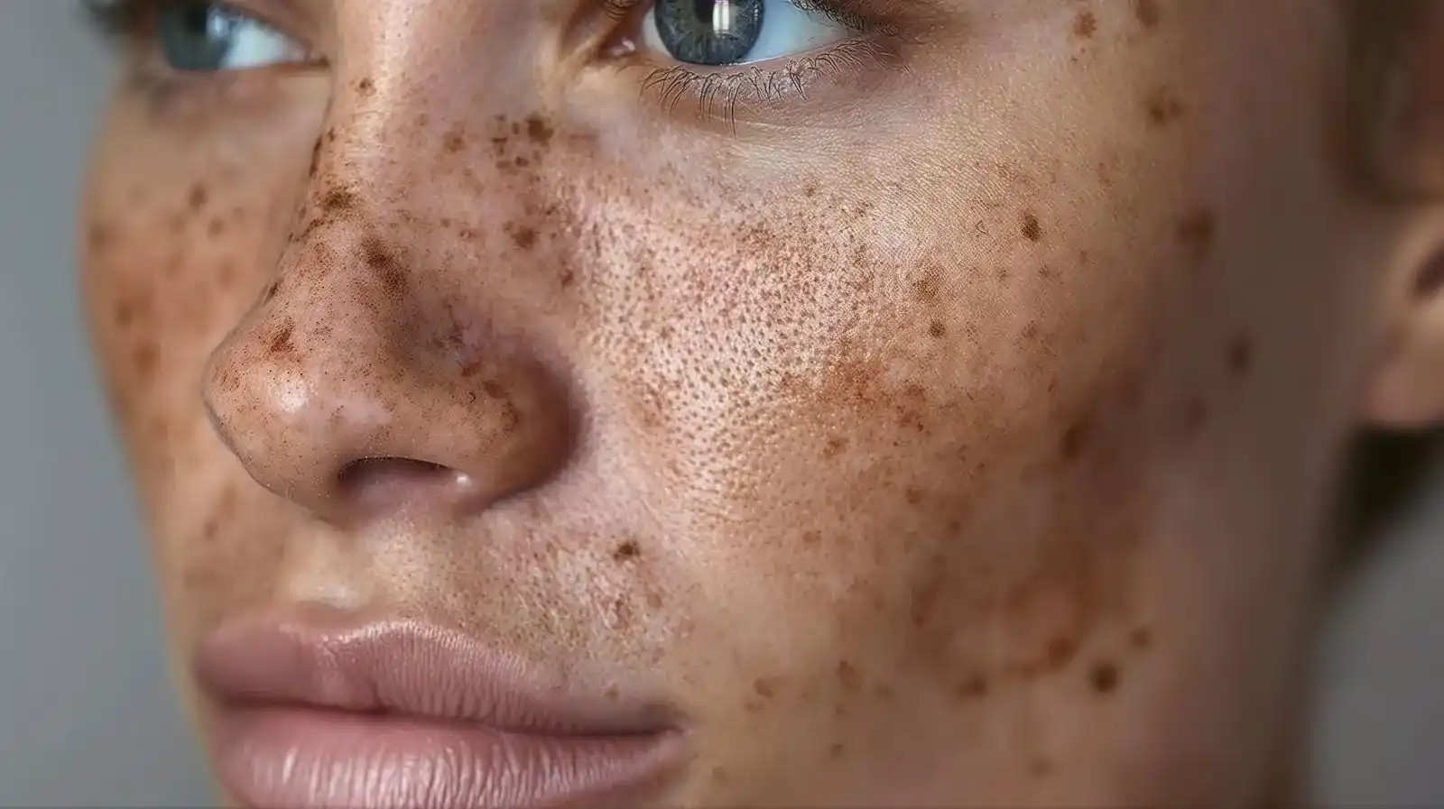 Close-up of melasma and uneven pigmentation across the face